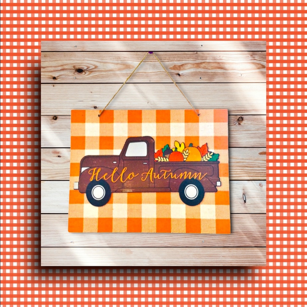 NWT “HELLO AUTUMN" TRUCK WALL DECOR